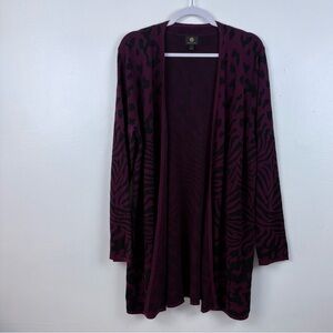 JM Collection Women’s Large Leopard Mix‎ Print Open Front Long Cardigan
